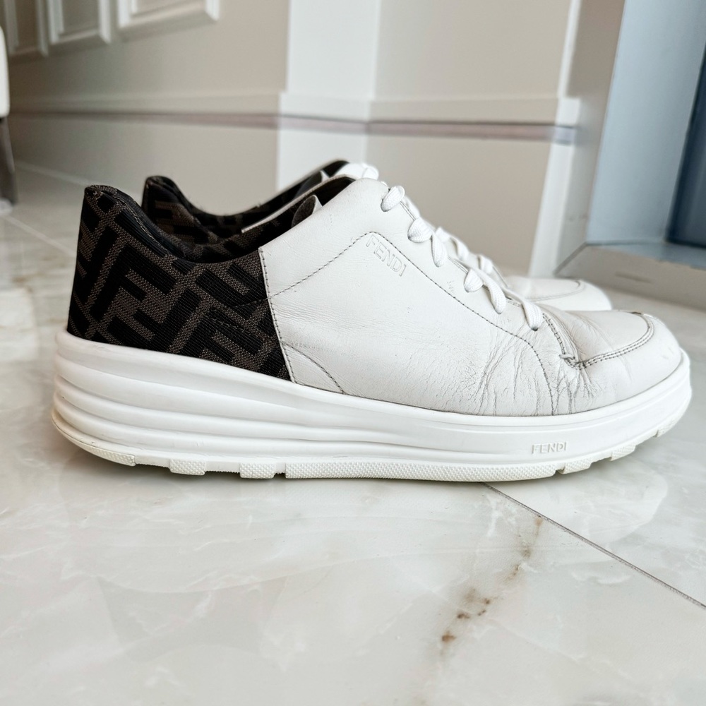 FENDI ⭐️ AS-IS FF Logo Monogram Low Top Men’s Leather Sneakers Size 9
